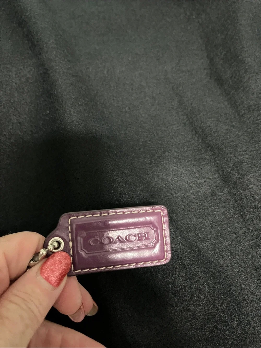 Coach Signature Canvas Shoulder Bag with Purple Trim